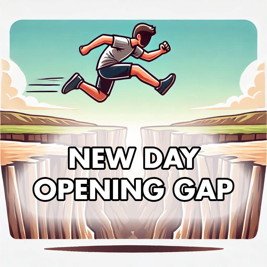 Side-view illustration of a man jumping over a canyon, leaving ample space in the gap for text or customization.